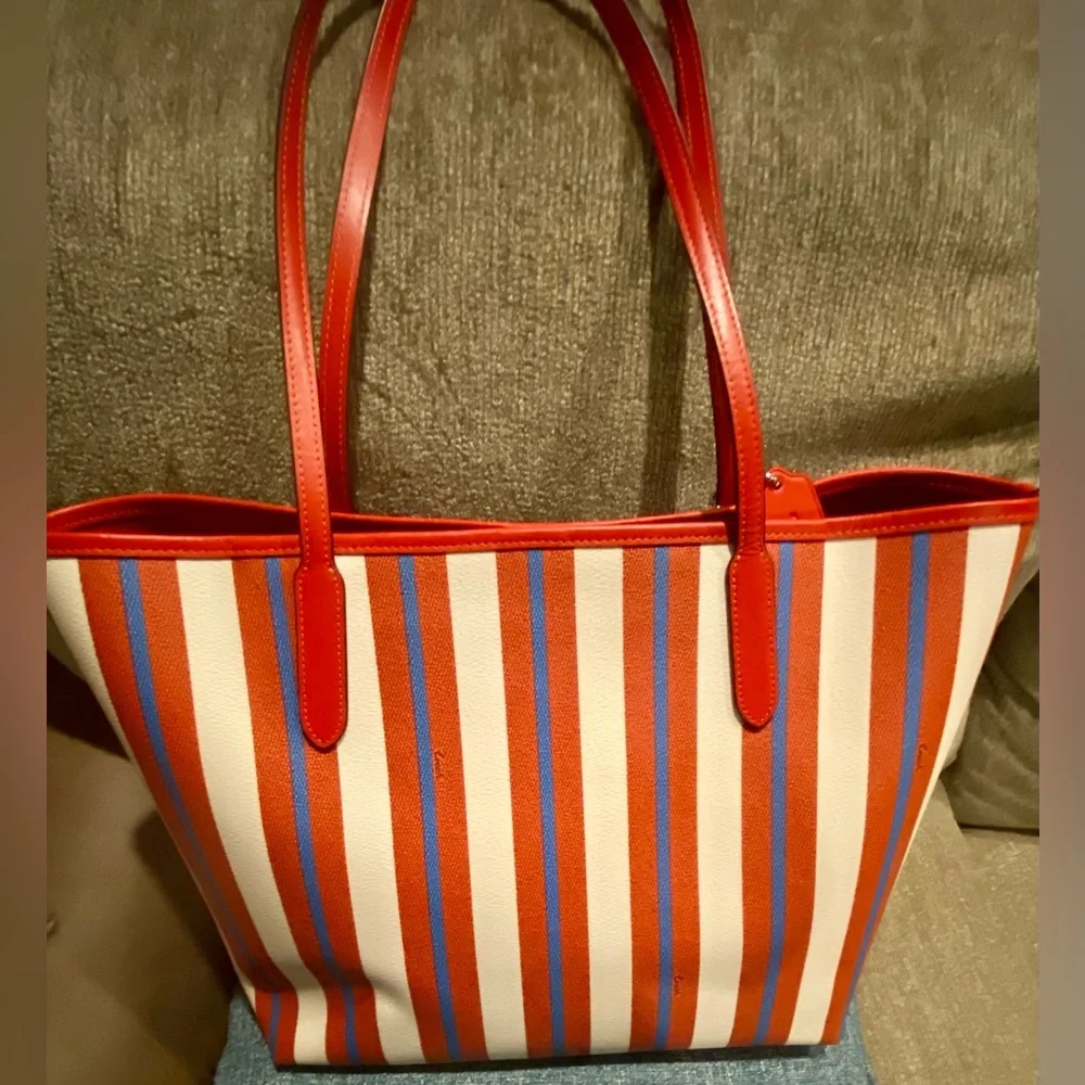 NWOT Coach Large city Tote Bag with Striped Print (Sold Out) CT825 - Picture 9 of 12